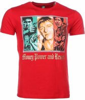 T-shirt - Scarface Money Power Respect Print - Rood