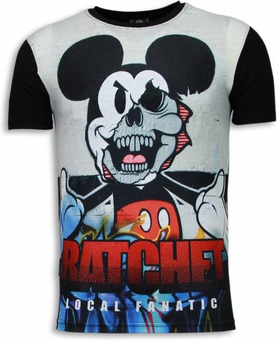 Ratchet Mickey - Digital Rhinestone T-shirt - Zwart