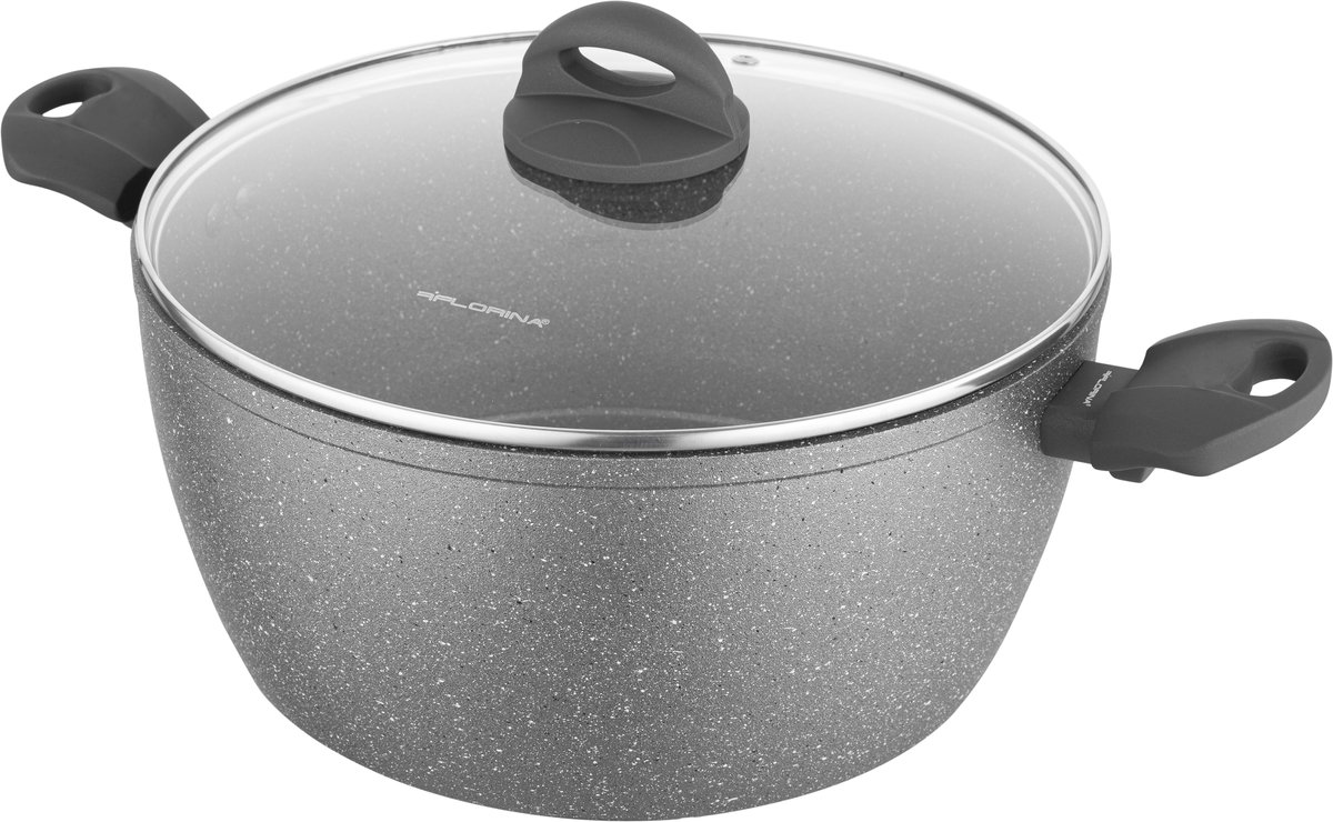 Florina Lava Stone Lage Pan 3,8L – Inductie- en gasgeschikt – Gietaluminium met 5-laagse steencoating – 28x7,5 cm - Grijs