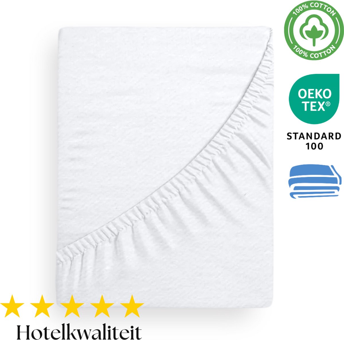 SweetSleeping Molton Hoeslaken - 160 x 200cm + 30cm - Wit - Strijkvrij - 100% Katoen - Oeko-Tex® Gecertificeerd - Ultra soft - Hoge hoeken - Met elastiek - Hotelkwaliteit - Molton - Ook Geschikt voor lucht/waterbed