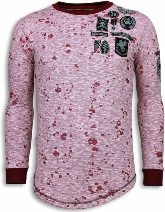 Local Fanatic Longfit Broderie - Patchs de pull - Guerrilla - Pulls rouges / col rond pour homme Pull taille XXL