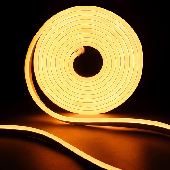 JOYLIT 4MM Breedte Neon LED Strip 4000K Natuurlijk Wit 5M, 24V Flexibele Waterdichte Neon Touwlamp Gelijkmatige Gloed 168LED/M, Snijdbare Stripverlichting voor Terras, Badkamer (Zonder Voeding
