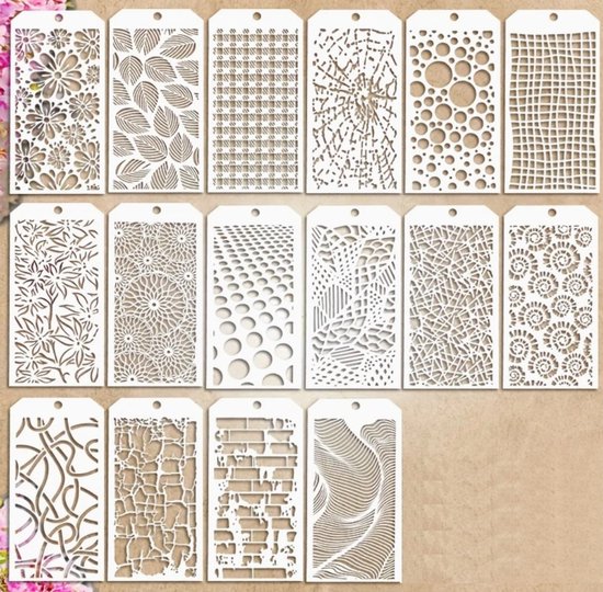 Foto: Bullet journal plastic stencils en sjablonen 16 stuks 12 x 24 cm