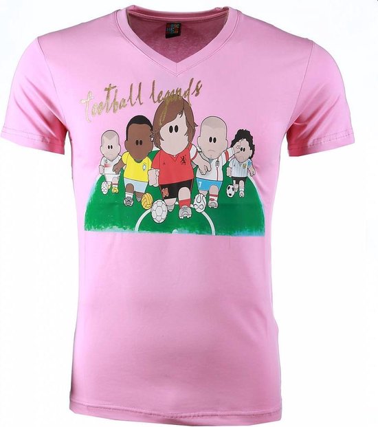 T-shirt - Football Legends Print - Roze