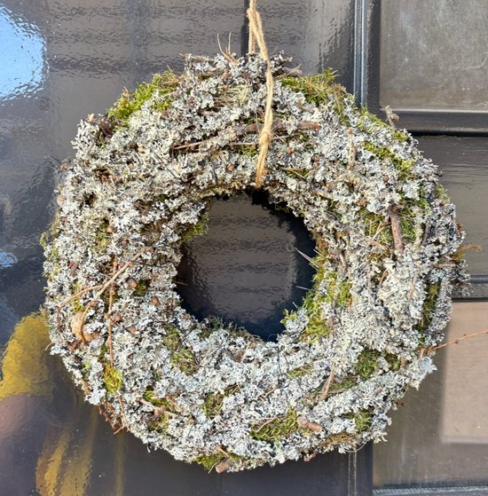 Lentekrans | Decoratie landelijk | Wit / Groen | ø 35 cm.