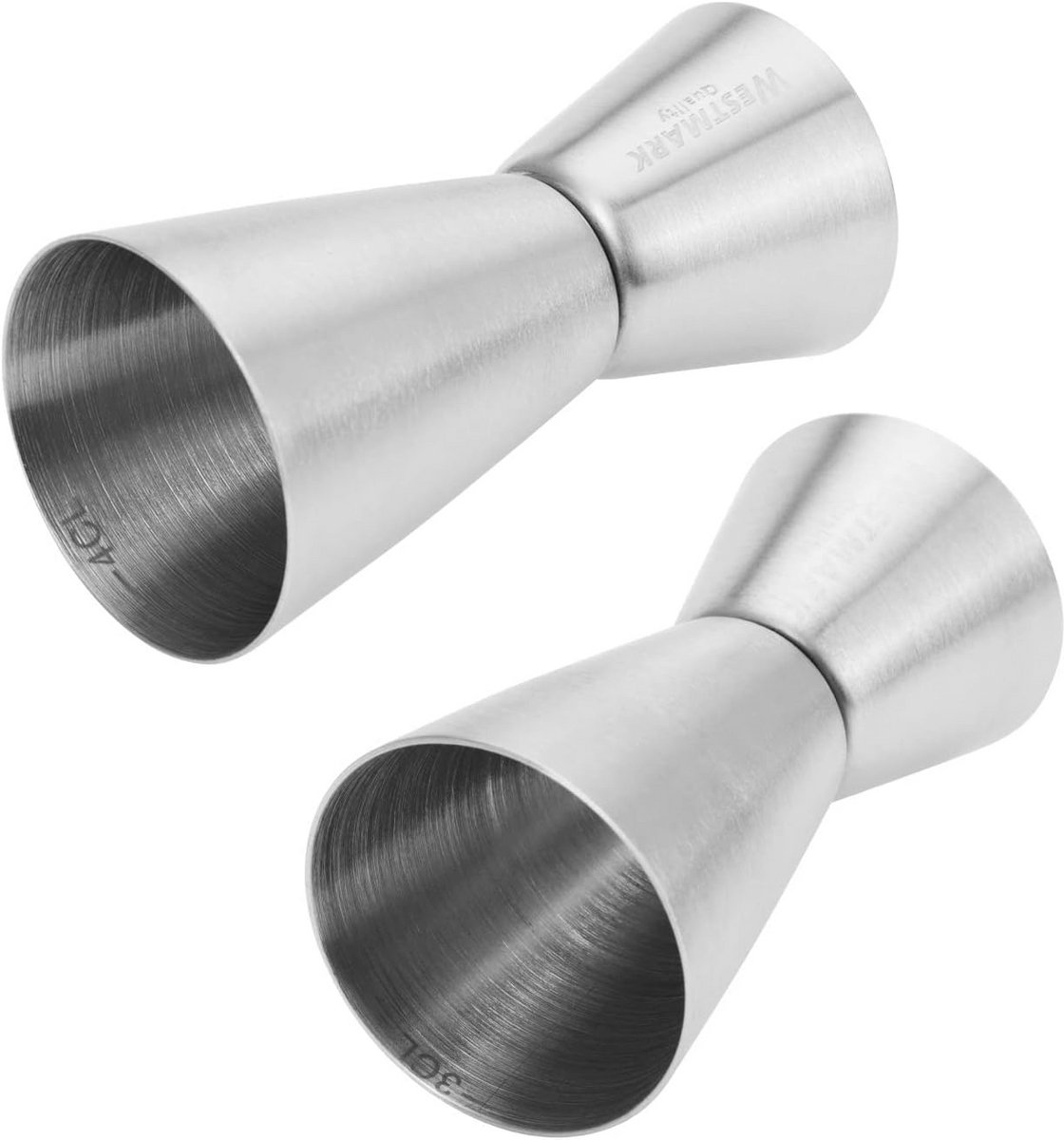 Kleine Maatbekers voor Cocktails - Jiggers 2/3 cl en 2/4 cl van Roestvrij Staal