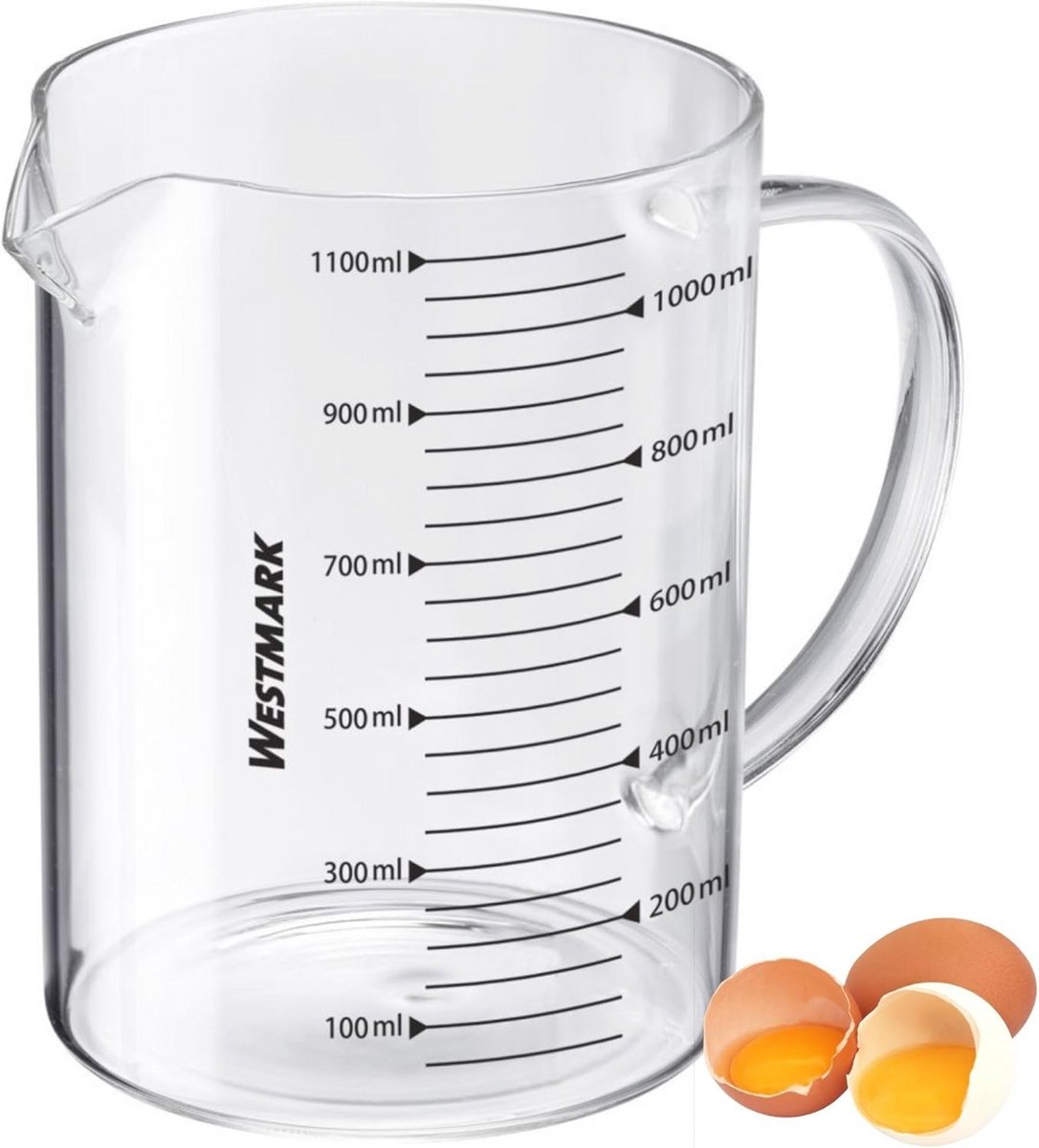 Glazen Maatbeker 1,1 Liter – Voor Koken en Baken – Magnetron- en Vriezerbestendig met Ergonomische Handgreep
