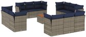 vidaXL - 13-delige - Loungeset - met - kussens - poly - rattan - grijs