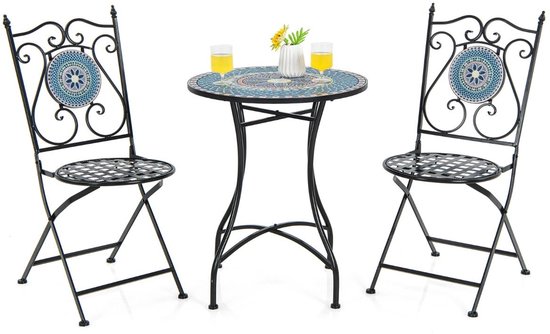 Bistroset Mat Zwart | 3-delig | 2 stoelen tafel