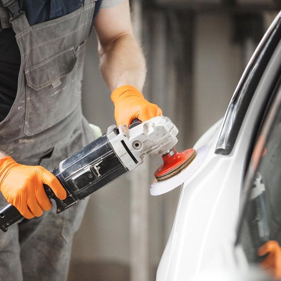 TOOL-ELITE Polijstset 125 mm geribbeld auto polijstset met polijstschijf polijstpad en wollen pad spons pad