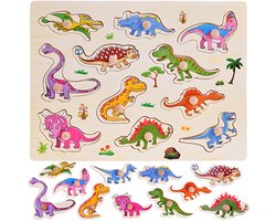 Dinosaurus - Houten puzzels voor kinderen 1 jaar / 2 jaar / 3 jaar - Educatief speelgoed - Cadeau jongen / meisje - Baby / Dreumes / Peuter - Traktatie - Uitdeelcadeaus