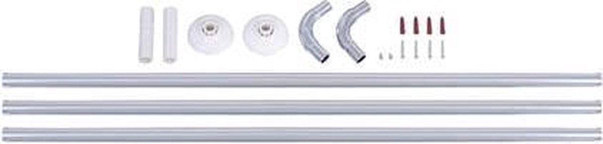AquaVive Douchestang Set – Universeel – Rond – Recht / Hoek / U-vorm – Verstelbaar – Aluminium – Chroom