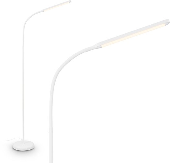 BRILONER Mura – LED Vloerlamp – dimbaar – 6W – 600lm – touchbediening – zwenkbaar – wit – moderne leeslamp