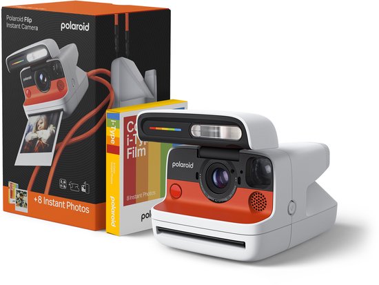 Polaroid Instant Camera Flip White + Color Film Bundle (8 Photos)
