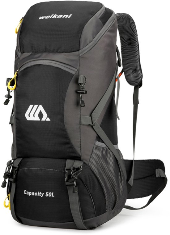 Outdoor rugzak-bergbeklimmerstas 50L-wandelkampeertas-zwart