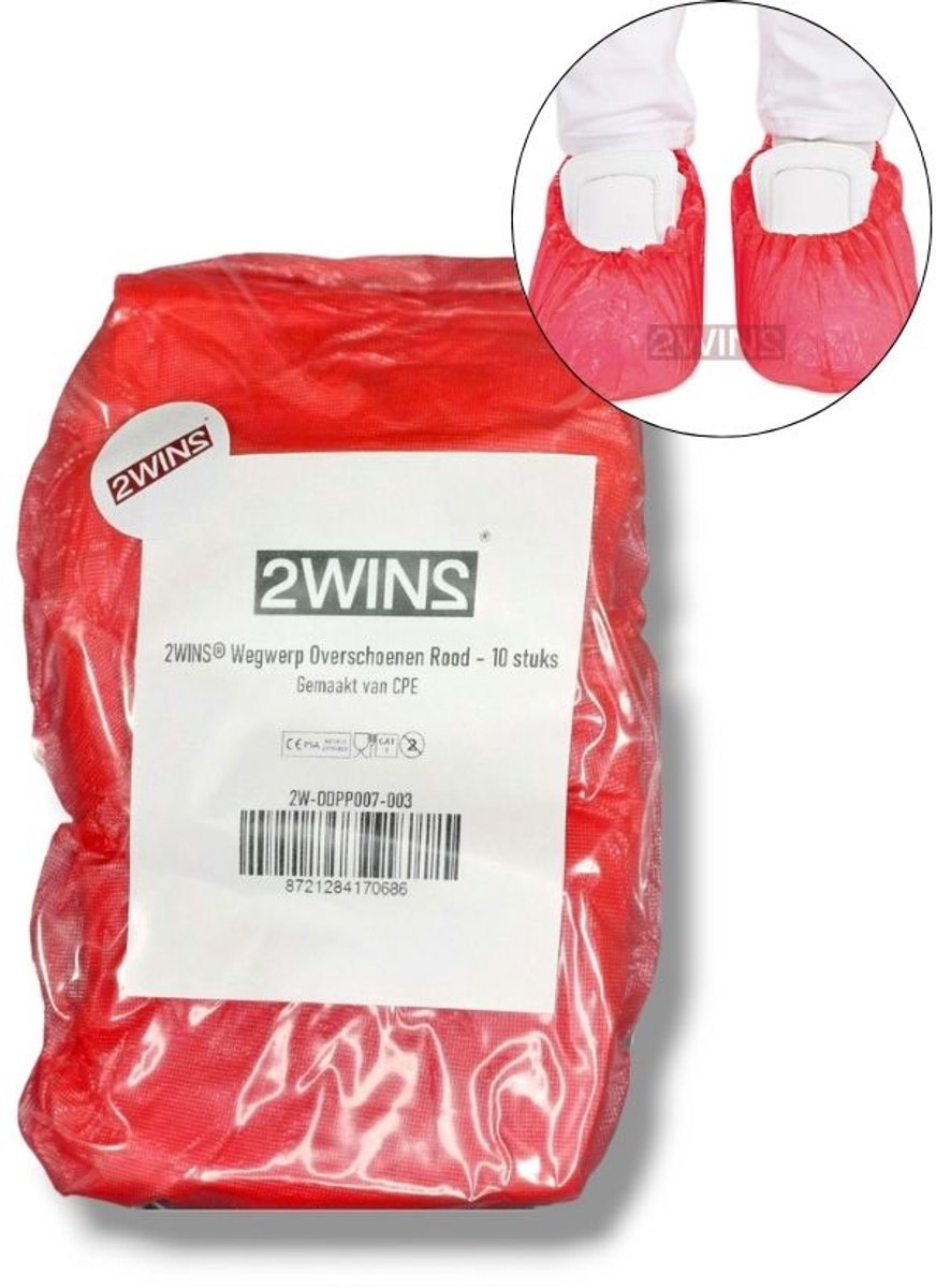 2WINS® Stevige Schoenhoesjes - Waterdicht - Schoenovertrek - Overschoenen - Shoe Cover - Wegwerp - Rood - 10 Stuks (B2)