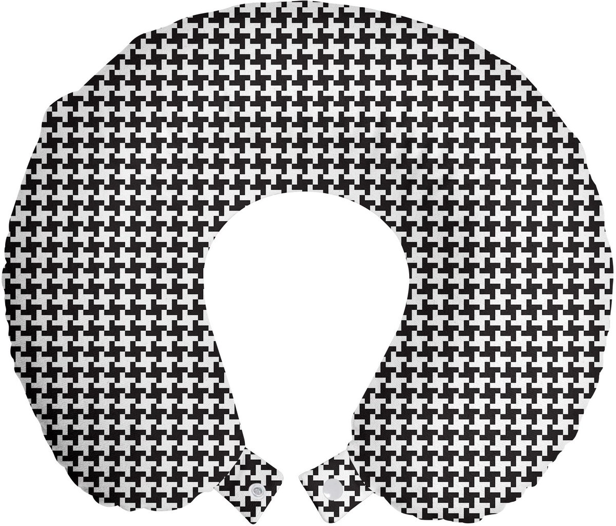 New Bed Minimalistisch Monochrome Houndstooth Reisneckkussen Memory Foam voor Vliegtuig en Auto, 30cm x 30cm