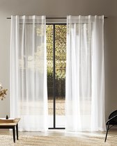 Bol.com HOOMstyle kant en klaar gordijn met haakjes - Vitrage - Voile - Met plooiband - 140x270cm - Wit aanbieding