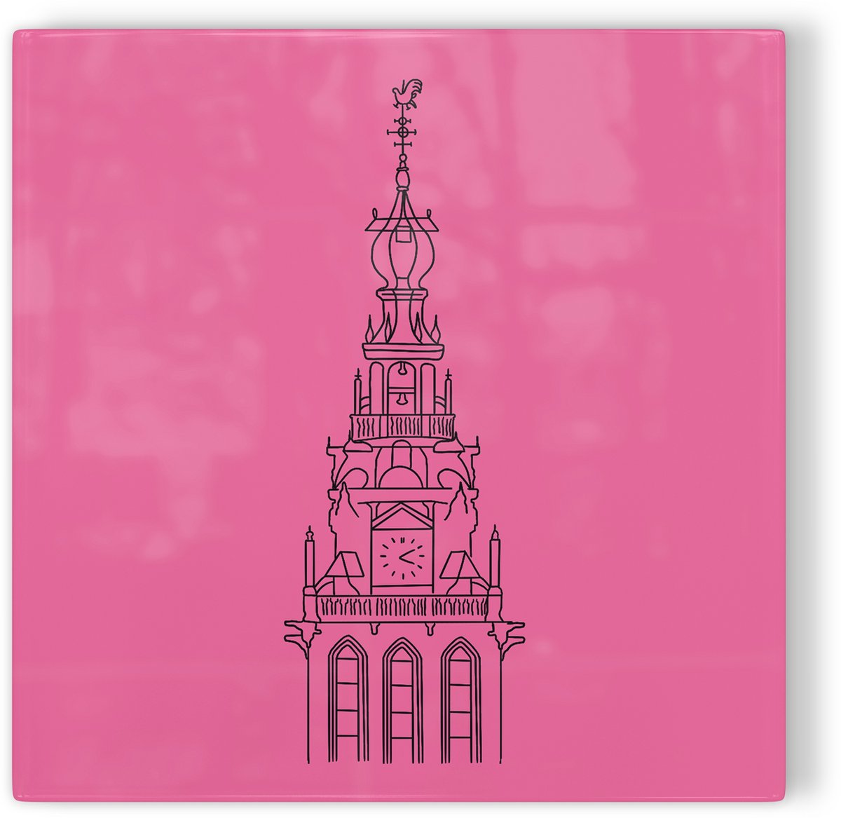 Tegeltje Nijmegen Sint-Stevenstoren roze zwart