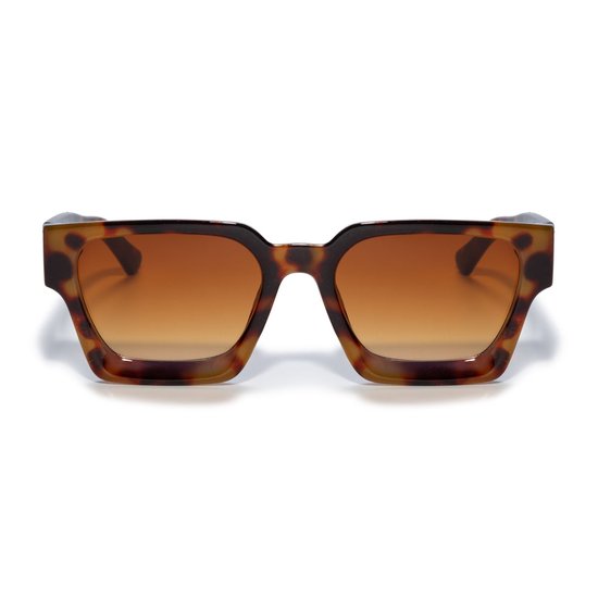 Zonnebril vierkant - Zonnebrillen - Festival bril - Rave bril - Glasses - Dik montuur - Panterprint met bruine lenzen van Leossy — afbeelding 2