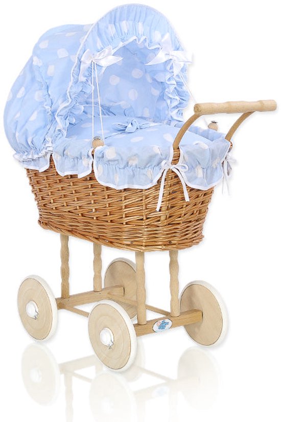 Rieten Poppenwagen Bloemetjes - 't Haagje