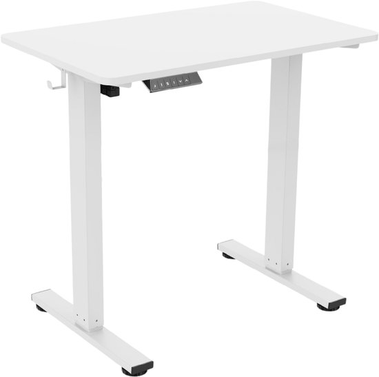Worktrainer MiniDesk Wit | Bureau réglable en hauteur | Électrique | Table ergonomique assis-debout | Bureau à Home et lieu de travail parfaits | Avec contrôle de la mémoire – Hauteur : 73–118 cm