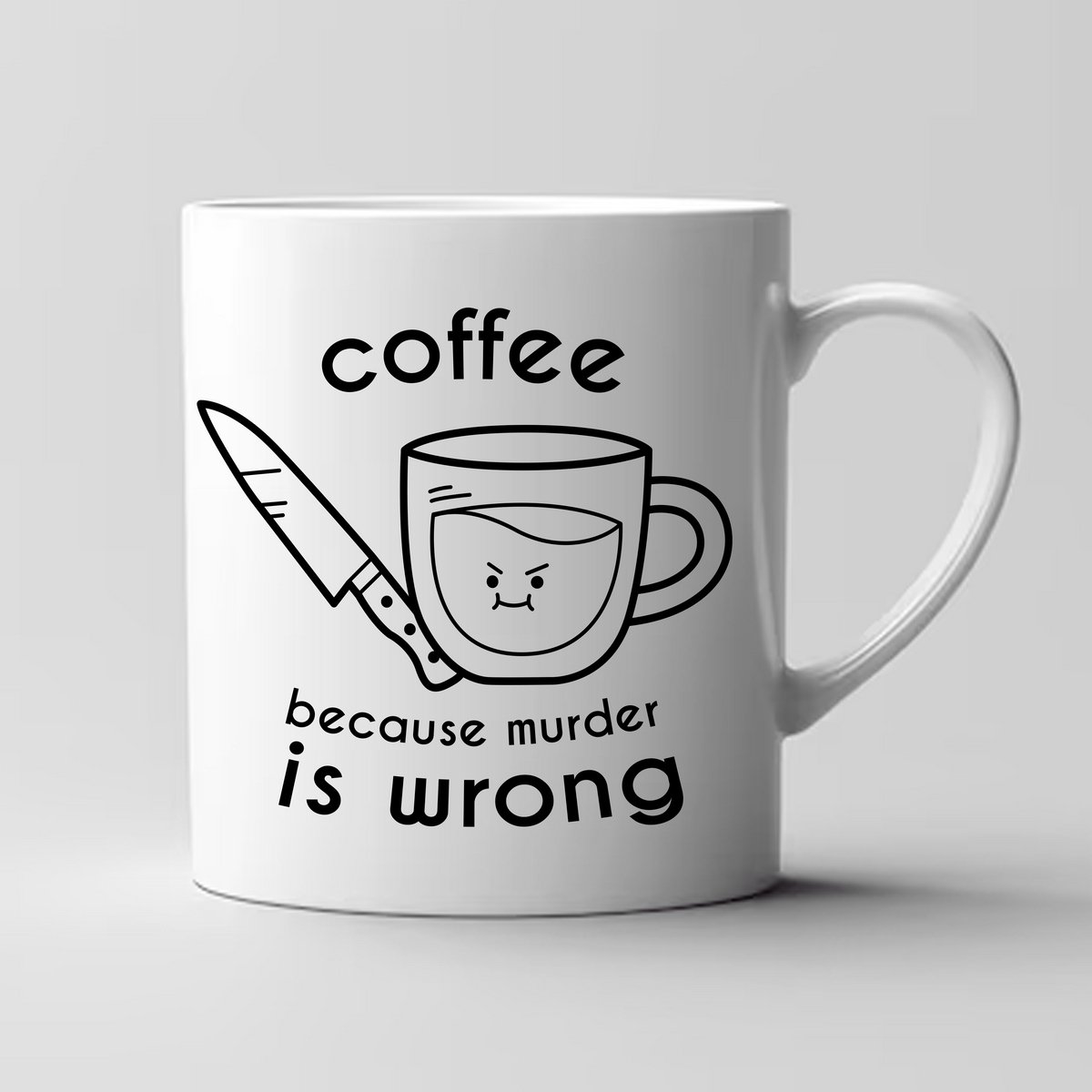Mok - Coffee because Murder is Wrong zwart - wanneer je ochtendhumeur net zo heet zijn als je espresso