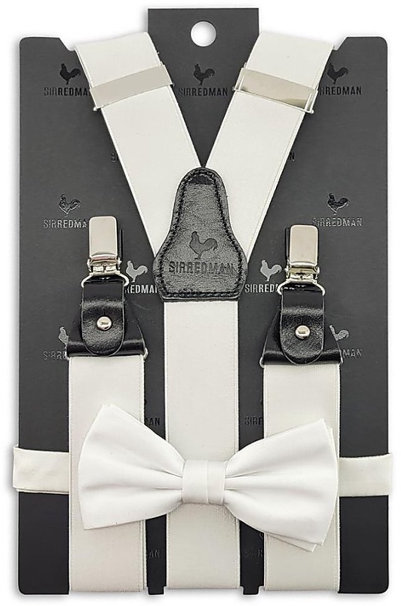 Sir Redman - Bretels met strik - bretels combi pack White Tie - wit