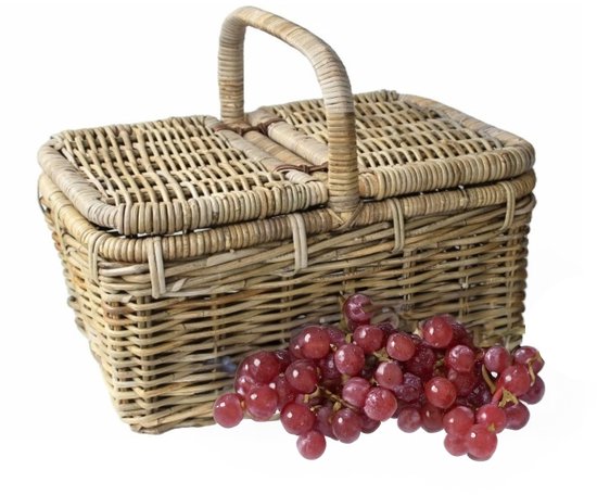 Van der Leeden Mand met hengsel - bruin - 50 x 35 x 25 cm - rotan - gevlochten riet - opbergmand - bloempot/plantenpot