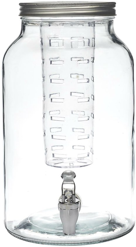 KitchenCraft Home Made Beverage Dispenser, Can with Tap, Infuser, 7 liters, Glass - Transparent : Barcraft
