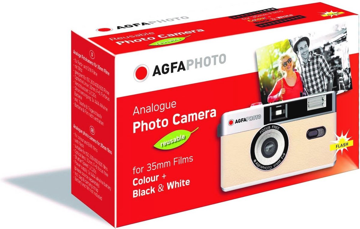 Analoge 35mm Fotocamera Beige - Eenvoudig in Gebruik en Herbruikbaar