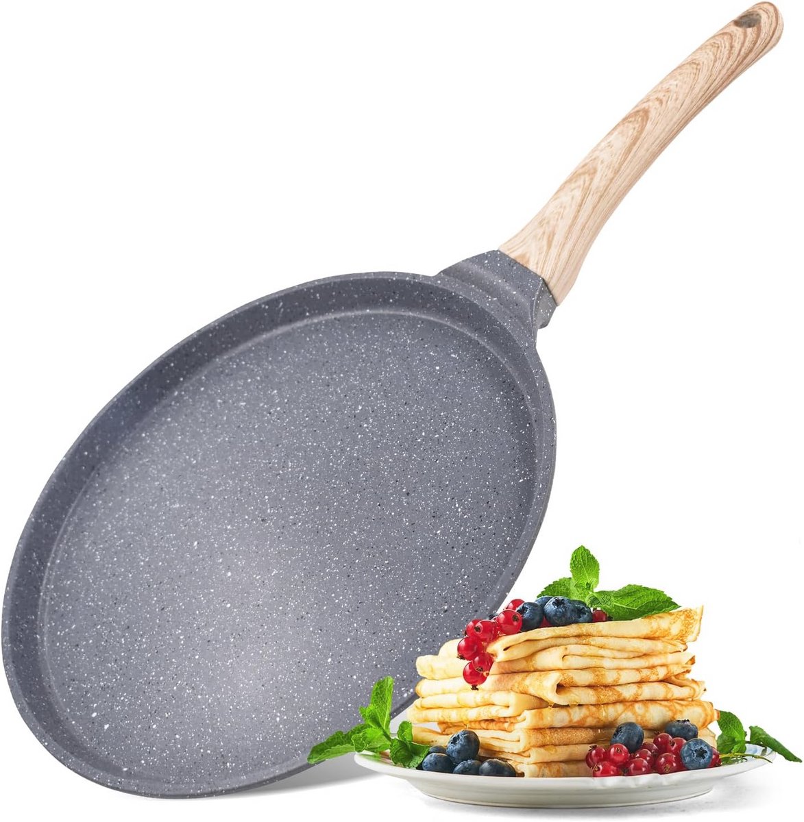 Crêpe Pan 26cm - Ultra Antiaanbak - Inductie Geschikt - Zacht Handvat - Perfect voor Pannenkoeken, Eieren en Dosa