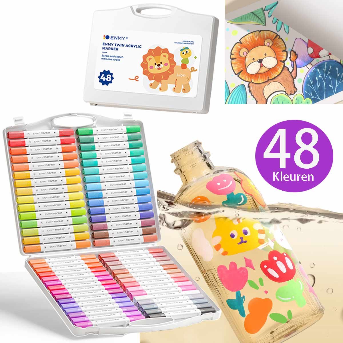 Nassau Acryl Marker Set met Dubbele Punt - 6st. ... | Speelgoed
