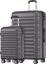 Bol.com TRVLMORE Kofferset - 2 Delig - 38L Handbagage + 110L Ruimbagage - Lichtgewicht - Trolley - Reiskoffer Set - Donkergrijs aanbieding