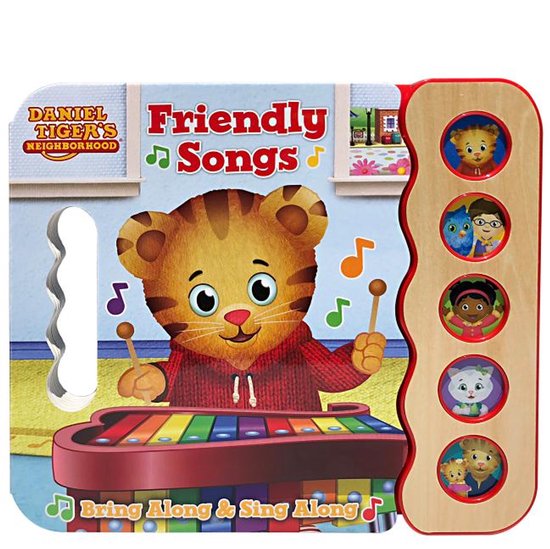 Livre avec Daniel Tiger jouant du xylophone. Comprend 5 boutons pour les chansons de Daniel Tiger's Neighborhood.