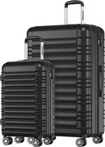 Bol.com TRVLMORE Kofferset - 2 Delig - 38L Handbagage + 110L Ruimbagage - Lichtgewicht - Trolley - Reiskoffer Set - Zwart aanbieding