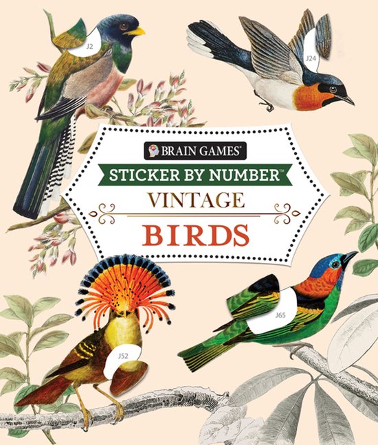 Brain Games - Sticker by Number- Brain Games - Sticker by Number - Vintage: Birds (28 Images to Sticker)