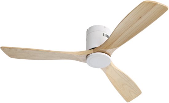 52 inch plafondventilator massief hout, 3 bladen, stille omkeerbare DC-motor, afstandsbediening, flush mount