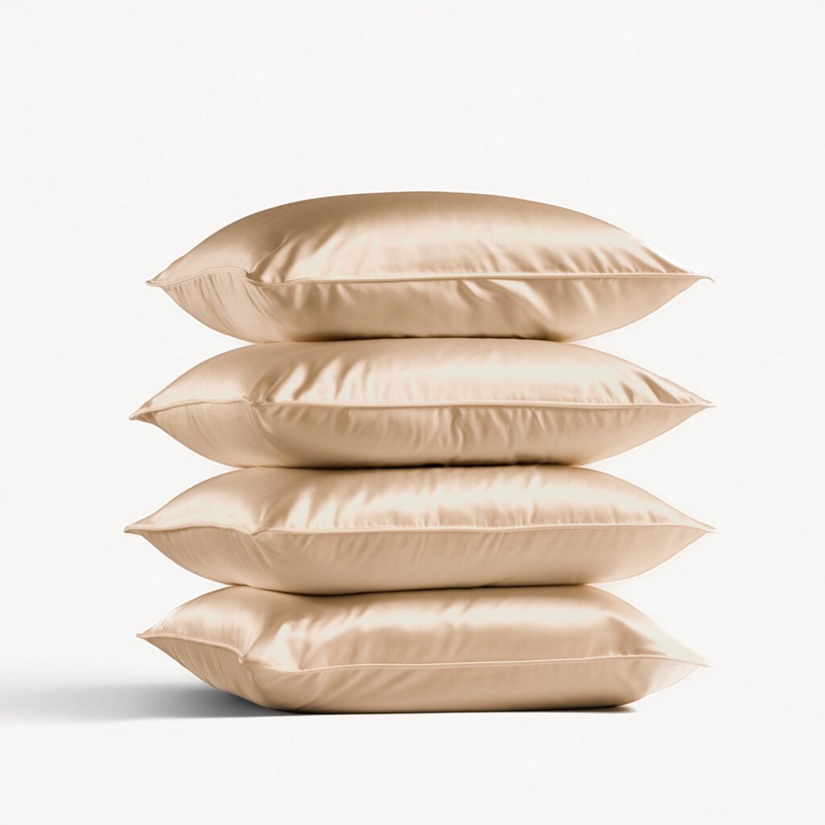 Silk Heaven 4x Zijden Kussensloop 50x60cm Donker Champagne Hotelsluiting 19 Momme - Kussensloop set - Luxe Silk Kussensloop 100% moerbei zijde - Zijde kussensloop - Silk Heaven - 50x60cm / Hotelsluiting