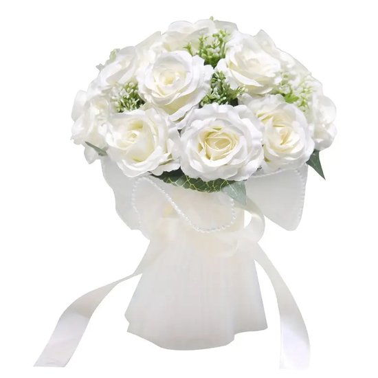 Bruid Bruidsmeisje Bruidsboeket Zijden Lint Rozen Kunstmatige Holding Bloemen Bruid Boeket Bruiloft Accessoires