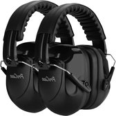 Ruisonderdrukking Oorbeschermers 2 Pack NRR 28dB Shooter Gehoorbescherming Hoofdtelefoon Headset Professionele Noise Cancelling Oorverdedigers voor Bouw Werk Schieten Range Jacht - Zwart 2 Pack