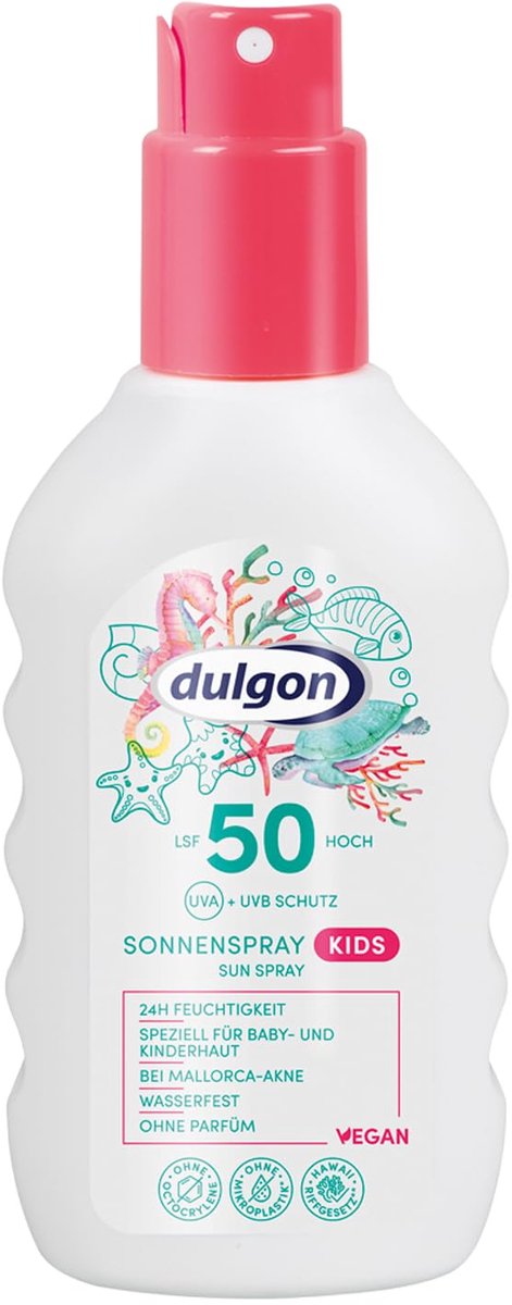 Dulgon Kids Zonnespray SPF 50 – 200ml - Vegan, Waterbestendig, Zonder parfum