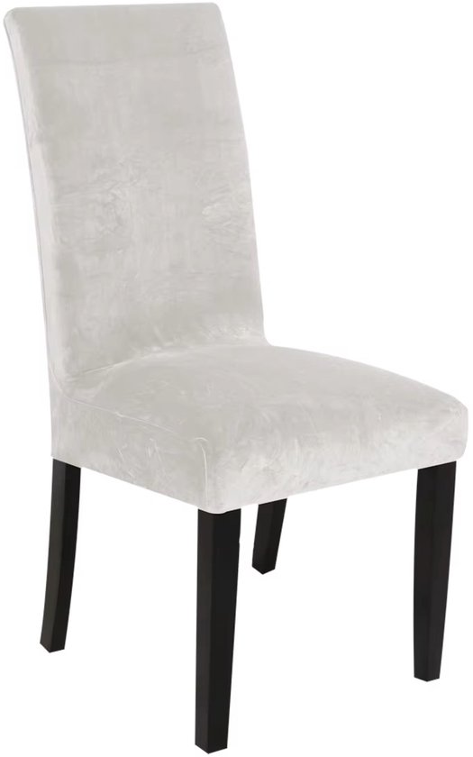 Hilvard Stoelhoes - Stoelhoezen eetkamerstoelen - Velvet - Stretch - Ivoor
