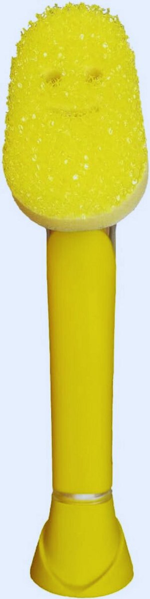 Innovatieve Afwasborstel Met Zeepdispenser – Ergonomisch & Duurzaam – Gele FlexTextuur Spons