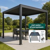 Deluxe® Mirador - Luxe overkapping - Antraciet - Paviljoen - Staal - 3x3m - Luxe vrijstaande zonwering en tuin overkapping met kantelbare lamellen - Weerbestendig - Voor gebruik als pergola, carport of veranda.
