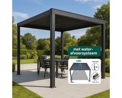 Deluxe® Mirador - Luxe overkapping - Antraciet - Paviljoen - Staal - 3x3m - Luxe vrijstaande zonwering en tuin overkapping met kantelbare lamellen - Weerbestendig - Voor gebruik als pergola, carport of veranda.