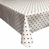 MixMamas Tafelzeil Stippen - 140 x 250 cm - Wit/Zwart