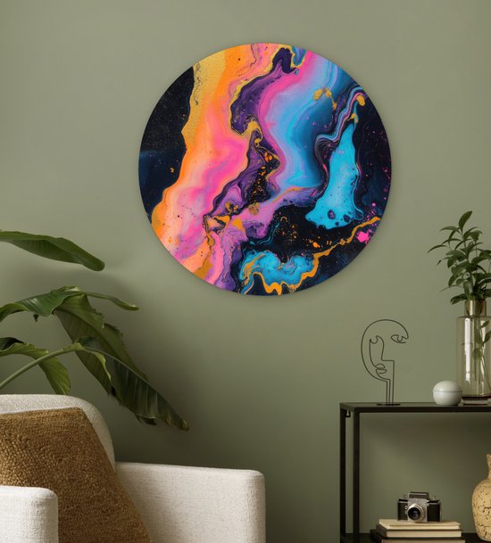 WallCircle® Cercle mural 60x60 cm - Cercle mural Moderne - Marbre - Oranje - Décoration murale salon - Décoration murale chambre - Accessoires de décoration de chambre - Tableaux ronds