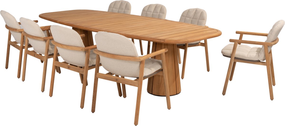 Capri Samos barrel dining tuinset 9 delig 280x110xH75 cm 4 Seasons Outdoor