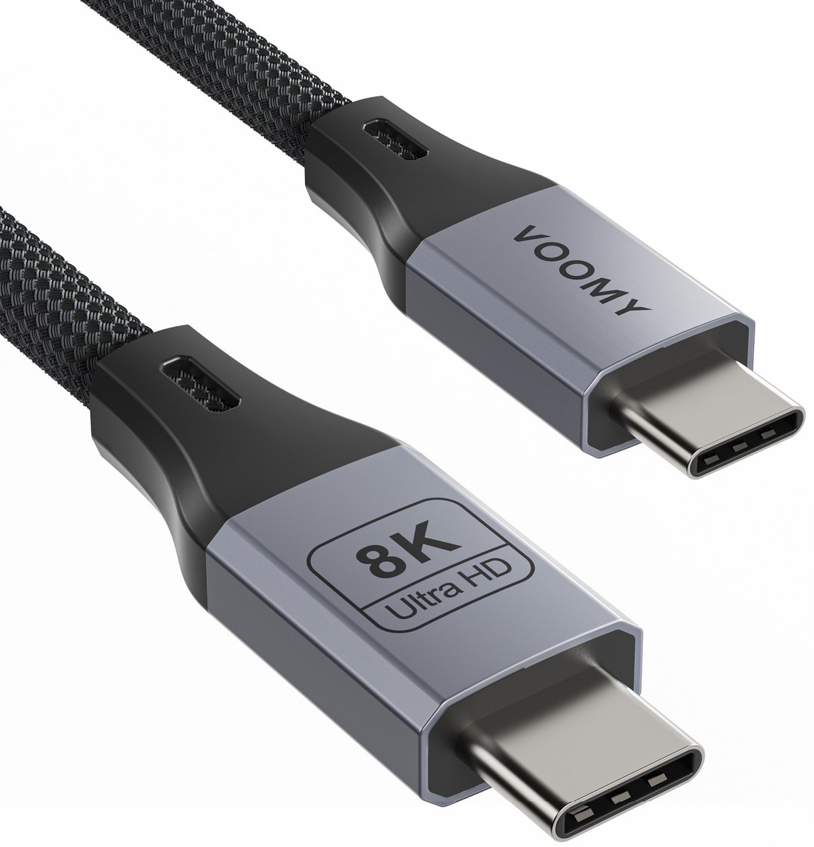 Voomy 240W Premium USB C Kabel - 20 Gbps - 8K Ultra HD - USB C naar USB C - 1.8 Meter - Oplaadkabel, Datakabel & Snellader - Geschikt voor Smartphone, Laptop & Tablet - Gevlochten kabel